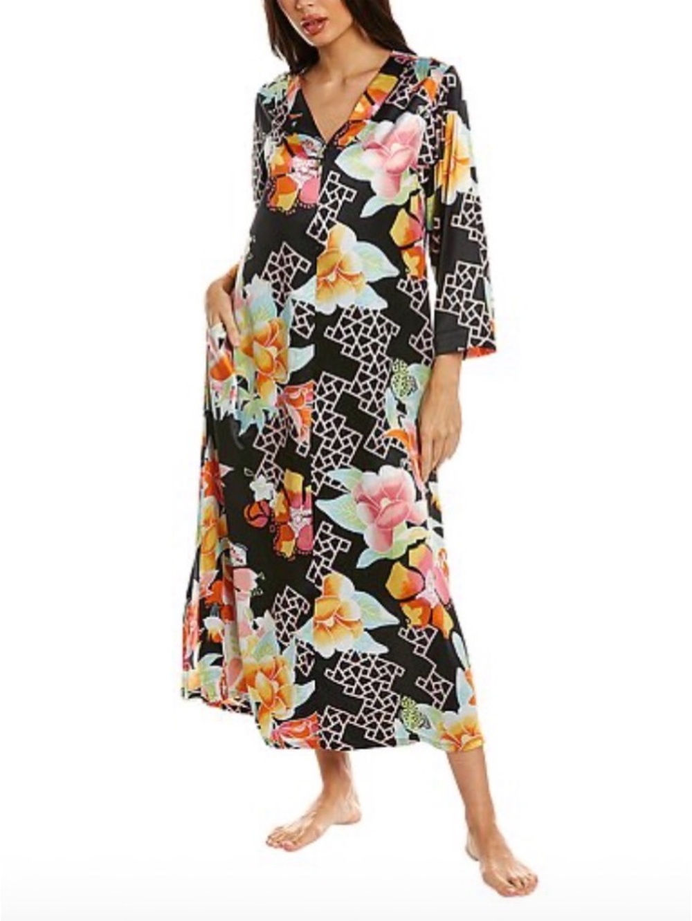 N Natori Camellia Zip Caftan